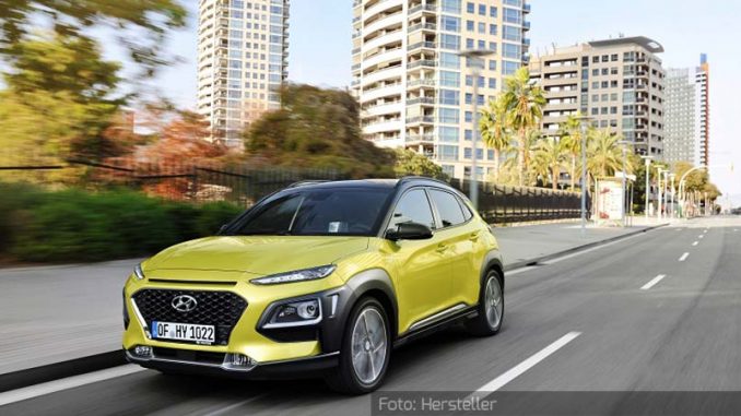 Hyundai-Kona-Dynamisch-Front-Seite-Grün-Barcelona15.04.19 Hyundai Kona